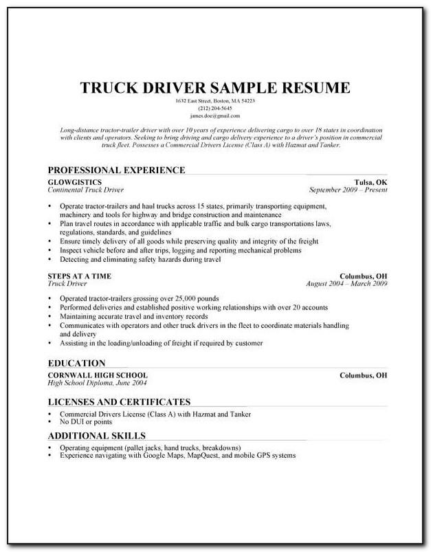 Truck Driver Job Application Template