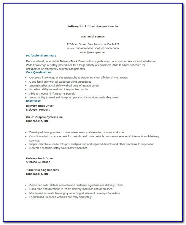 Truck Driver Resume Templates Free