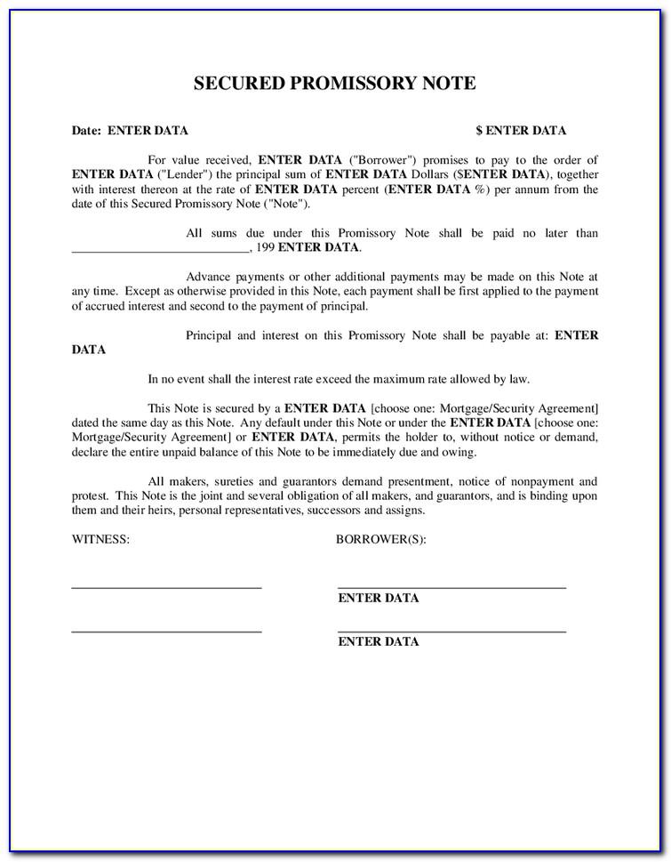 Unsecured Promissory Note Template Word