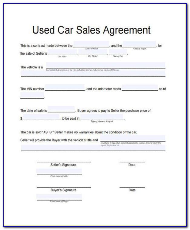 Used Car Agreement Form
