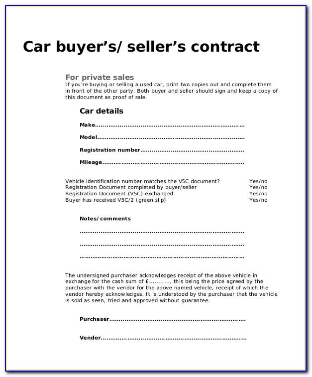Used Car Contract Form