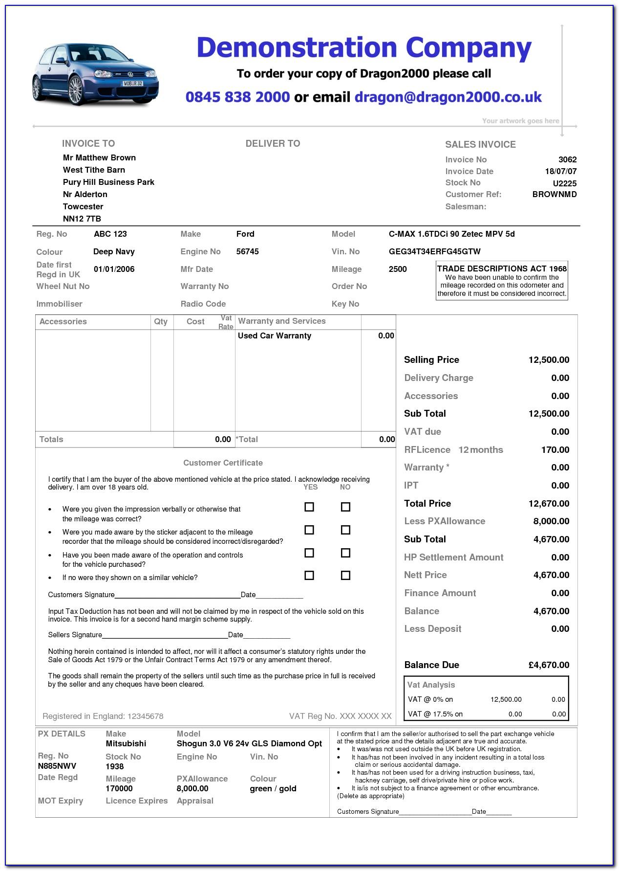 Used Car Purchase Agreement Template