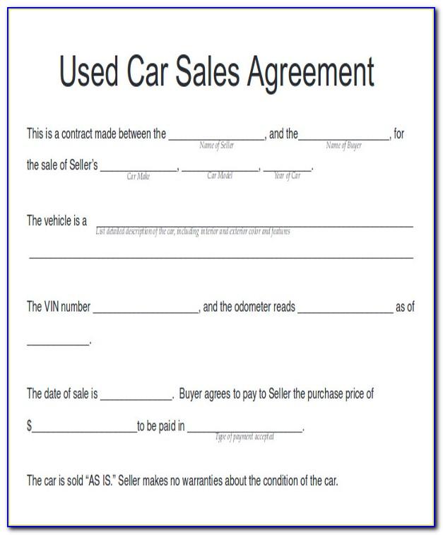 Used Car Sales Agreement Contract