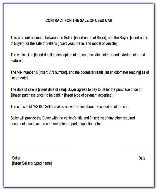 Used Car Sales Agreement Template Doc