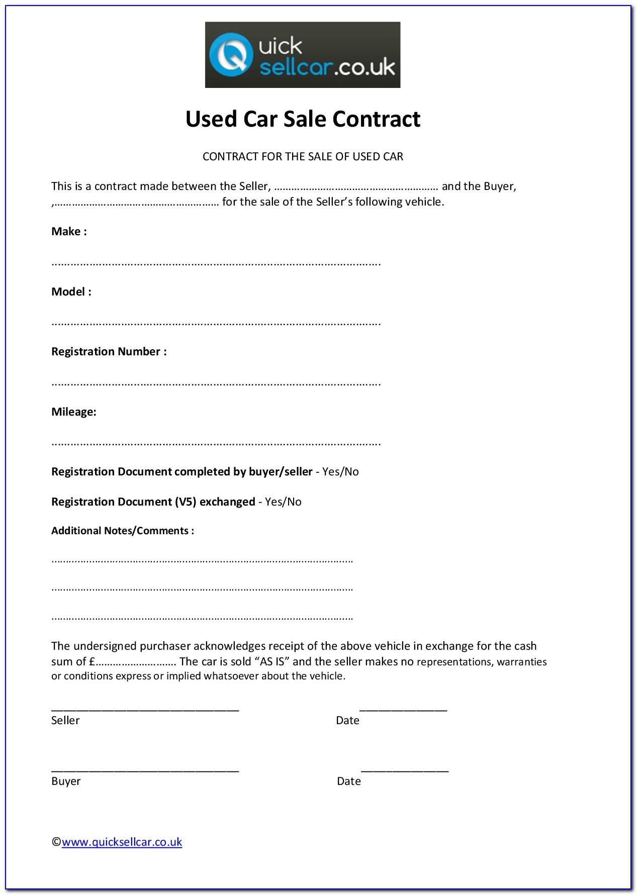 Used Car Sales Agreement Template India
