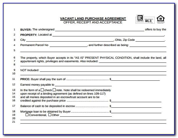 Vacant Land Purchase Contract Form