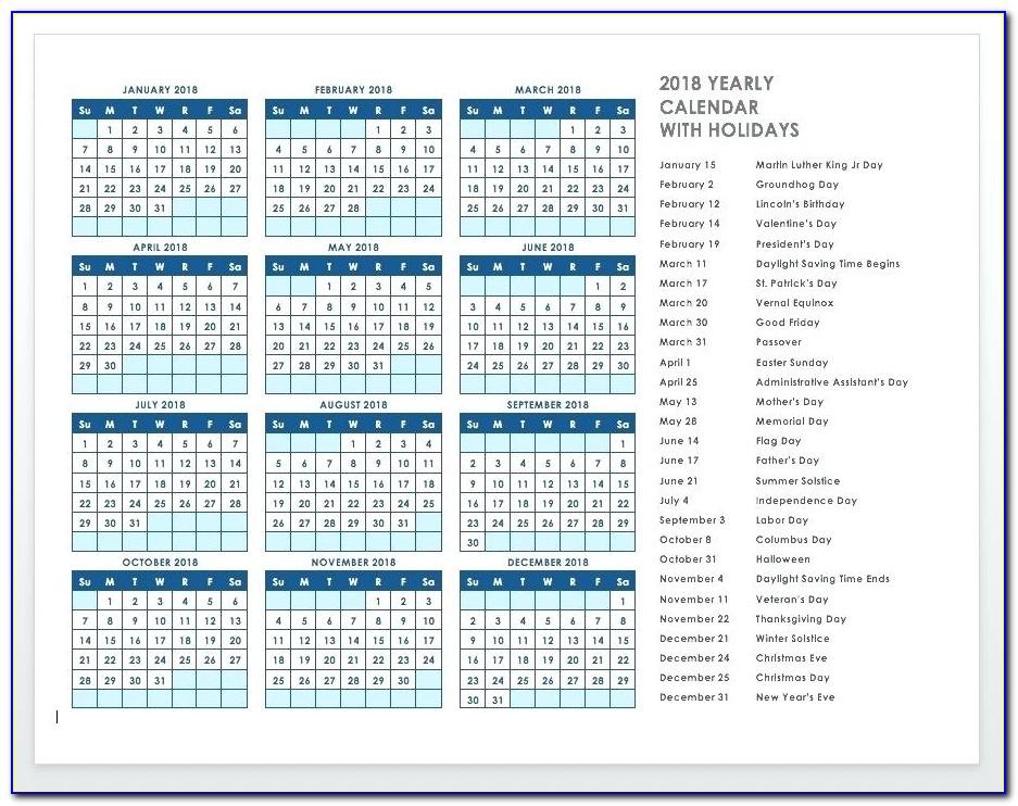 Vacation Calendar Template Word