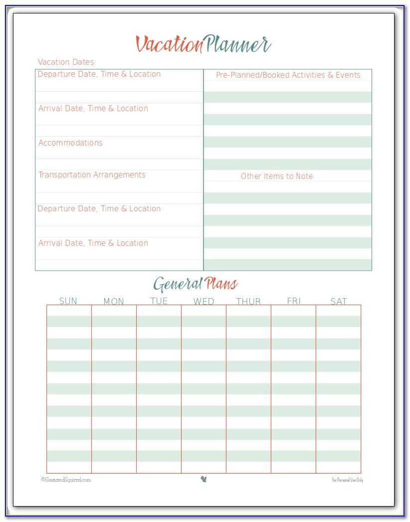 Vacation Schedule Template 2014
