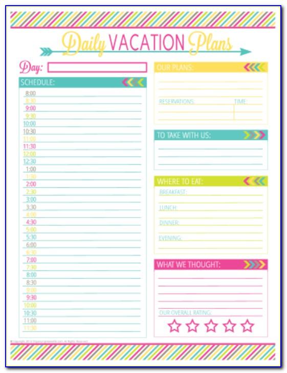 Vacation Schedule Template 2017