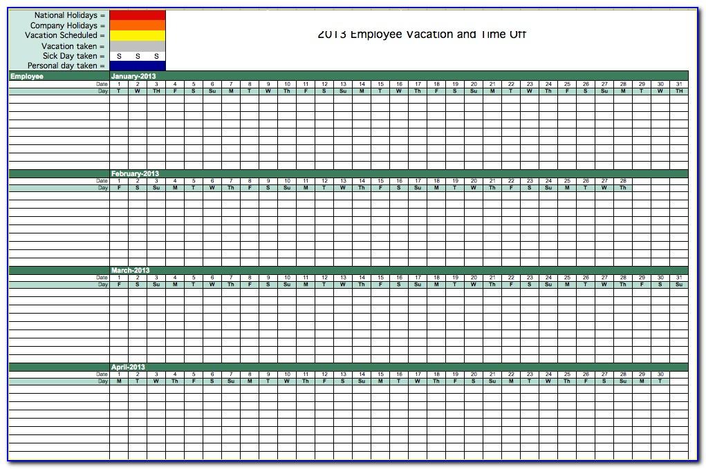 Vacation Tracker Template 2013