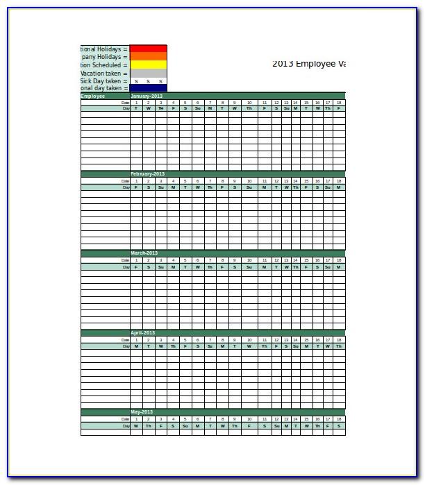 Vacation Tracking Template 2016