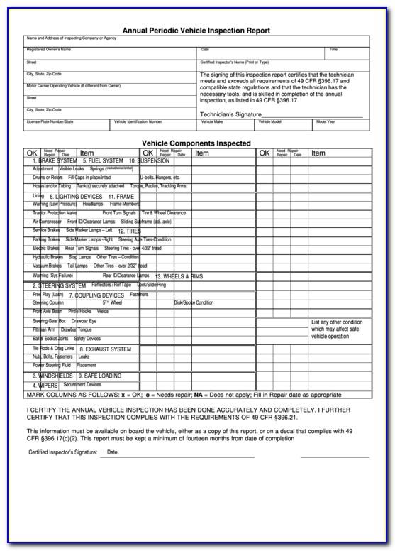 Vehicle Inspection Sheet Template Excel