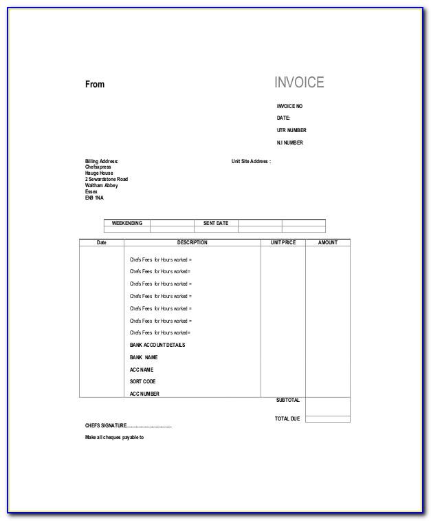 Basic Self Employed Invoice Template Uk
