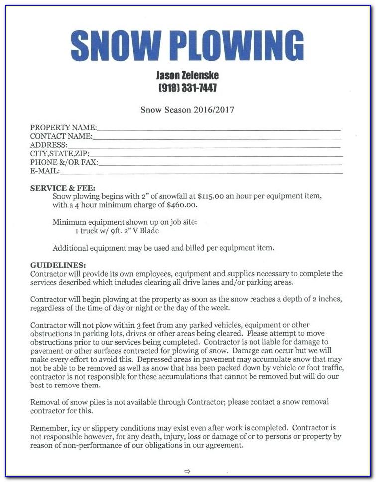 Blank Snow Removal Contract Template