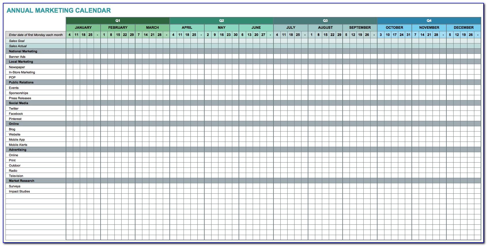 Calendar Templates Microsoft Excel