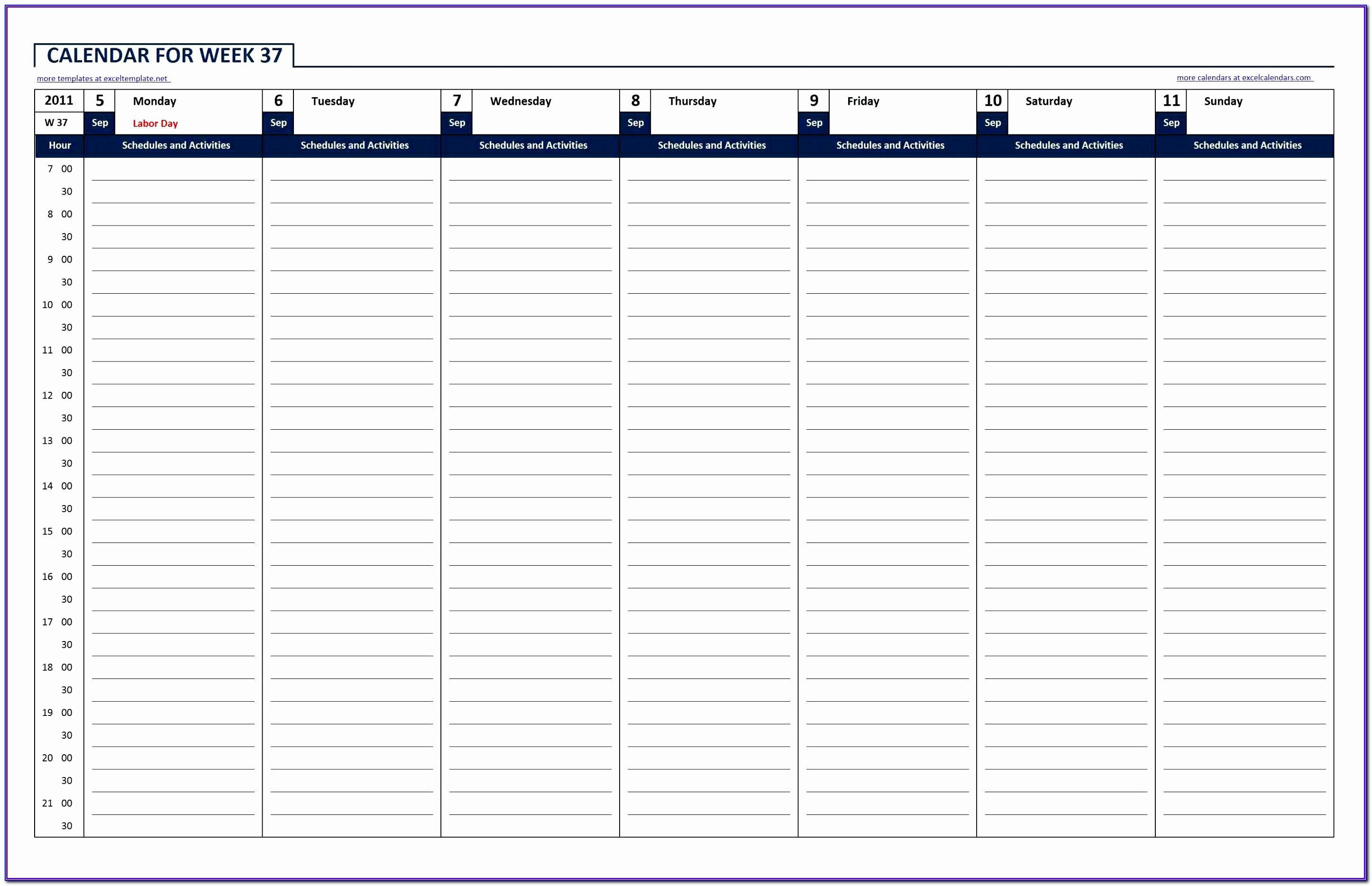 Calendar Timeline Template Excel