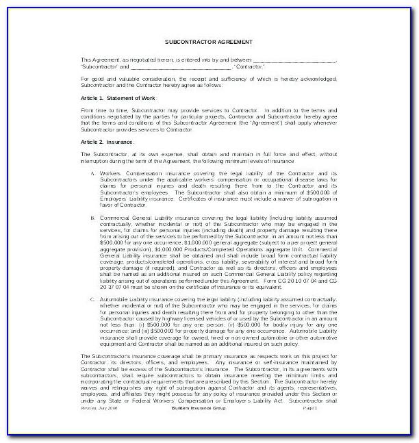 Cleaning Subcontractor Agreement Template Australia