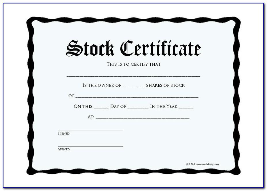Corporate Stock Certificate Template Free