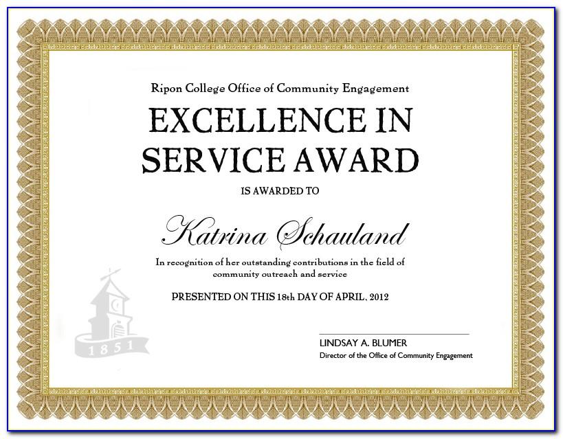 Customer Service Award Certificate Templates