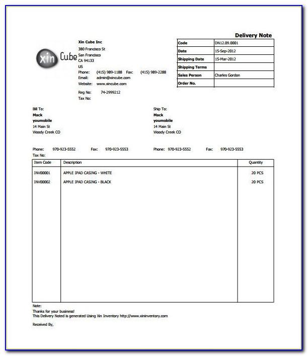 Download Free Shipping Invoice Template