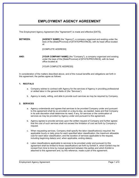 Employment Agency Agreement Template Free