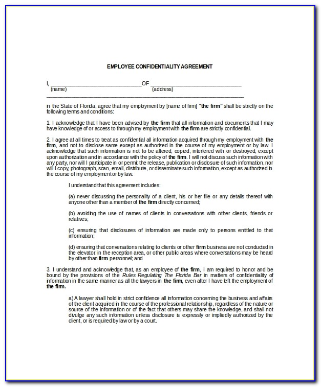 Employment Confidentiality Agreement Template