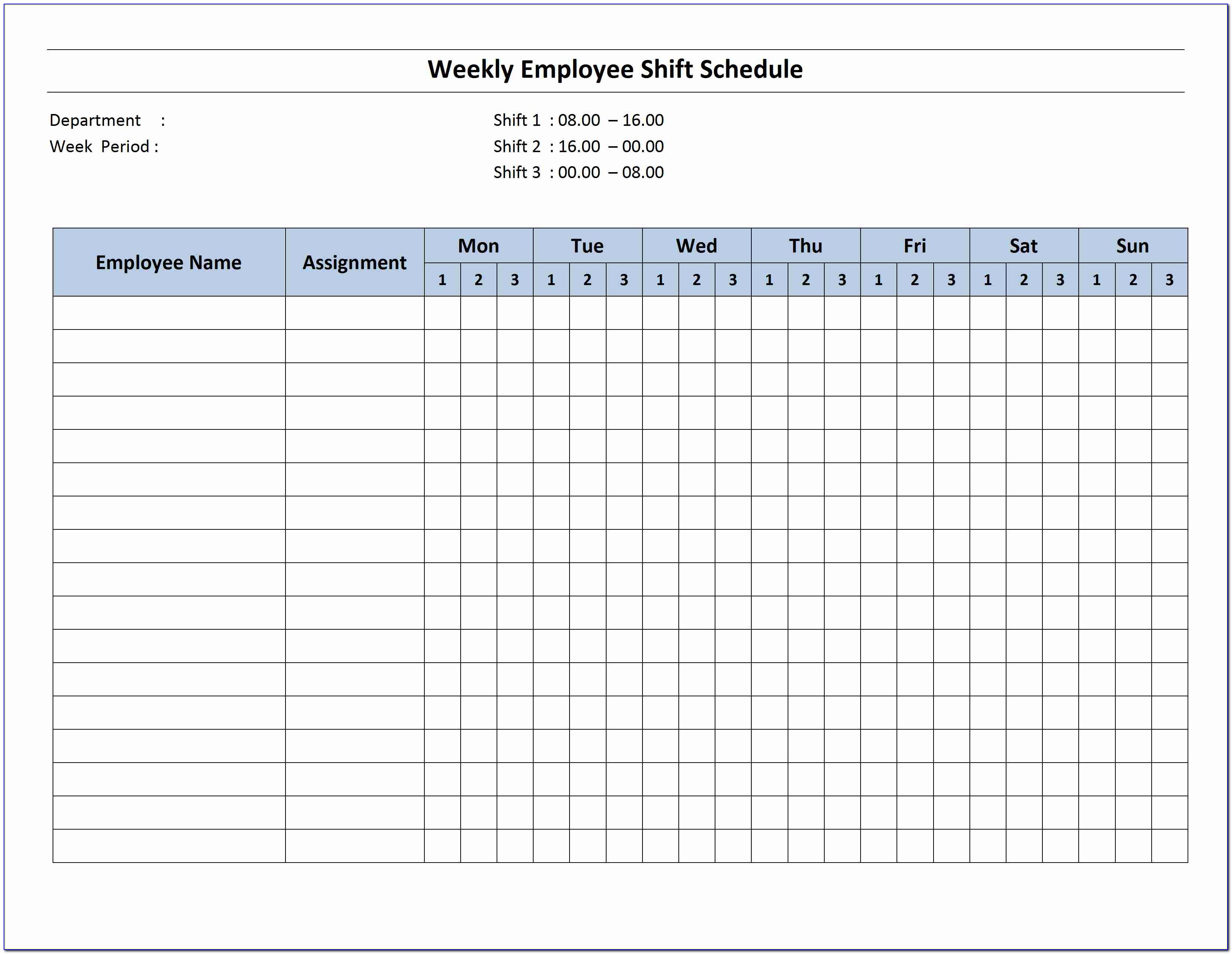 Excel Employee Schedule Template Monthly
