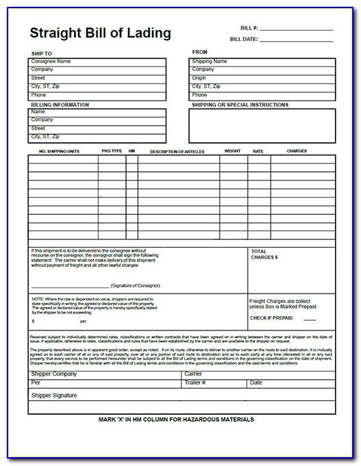 Fedex Straight Bill Of Lading Forms
