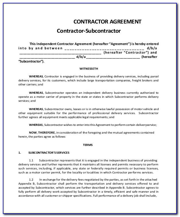 Free Subcontractor Agreement Template Canada