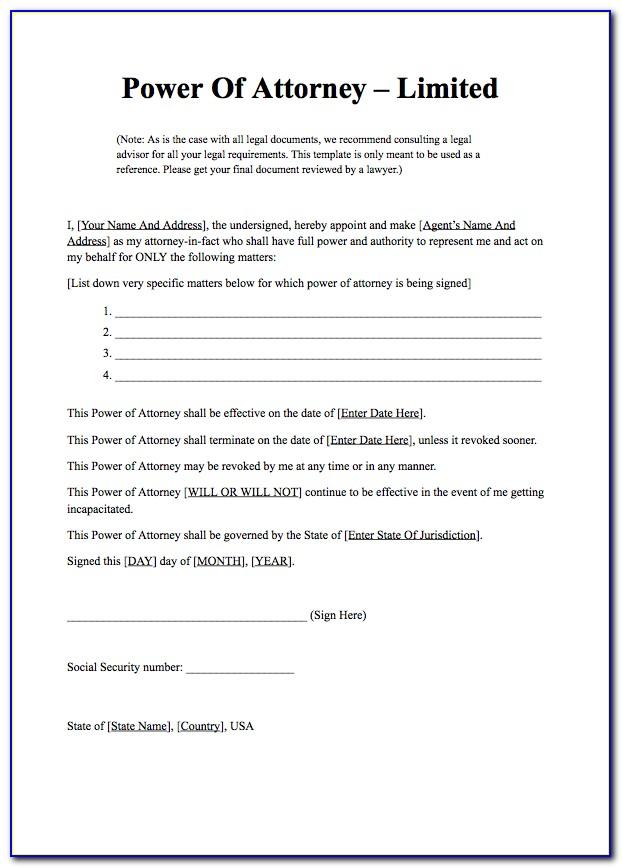 General Power Of Attorney Template Pdf