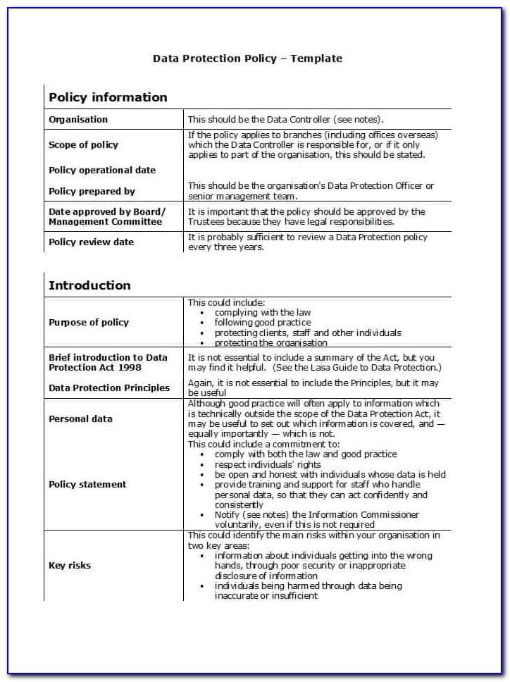 Information Security Policies And Procedures Template