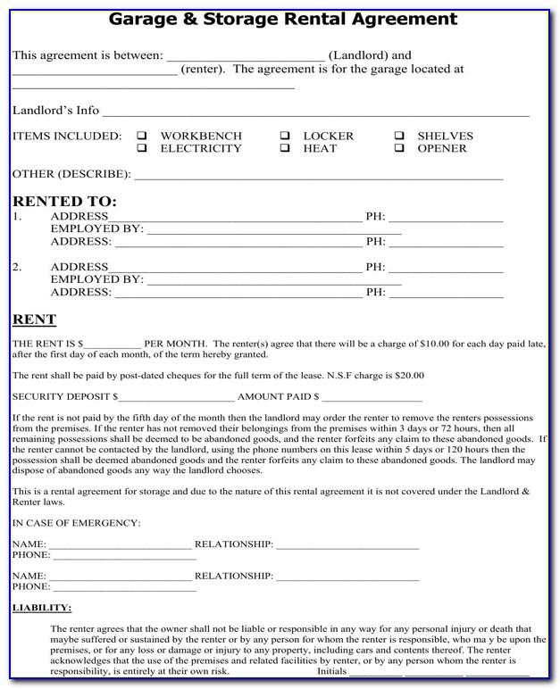 Lease Agreement Form For Storage Space