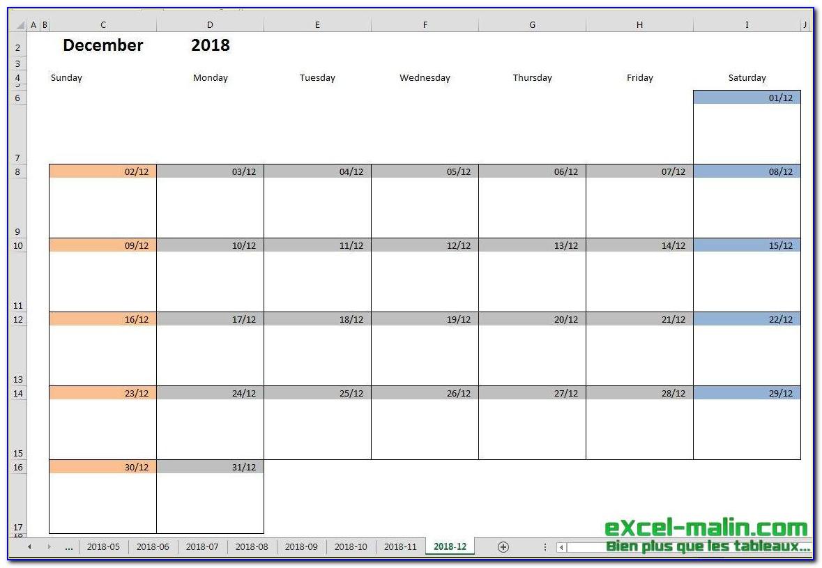 Monthly Calendar Schedule Template Excel
