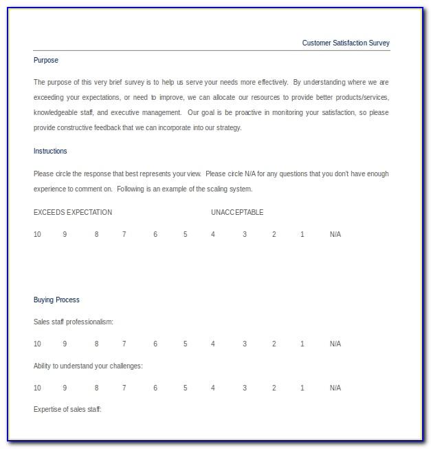 Patient Satisfaction Survey Template Word