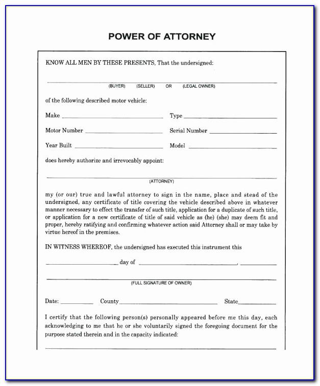 Power Of Attorney Free Template Uk