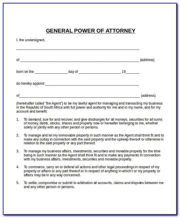 Power Of Attorney Template Simple