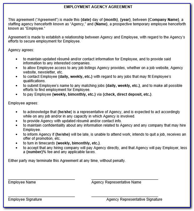 Recruitment Agency Agreement Format