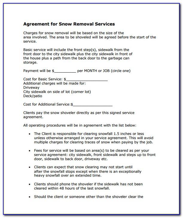 Sample Snow Removal Contract Forms