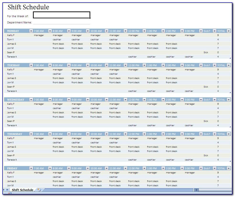 Schedule Calendar Template Excel