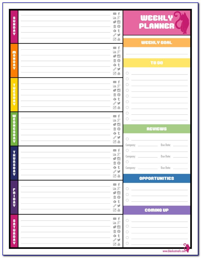 Schedule Planner Template Excel