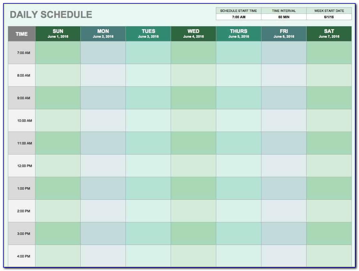 Schedule Template Excel Free Download