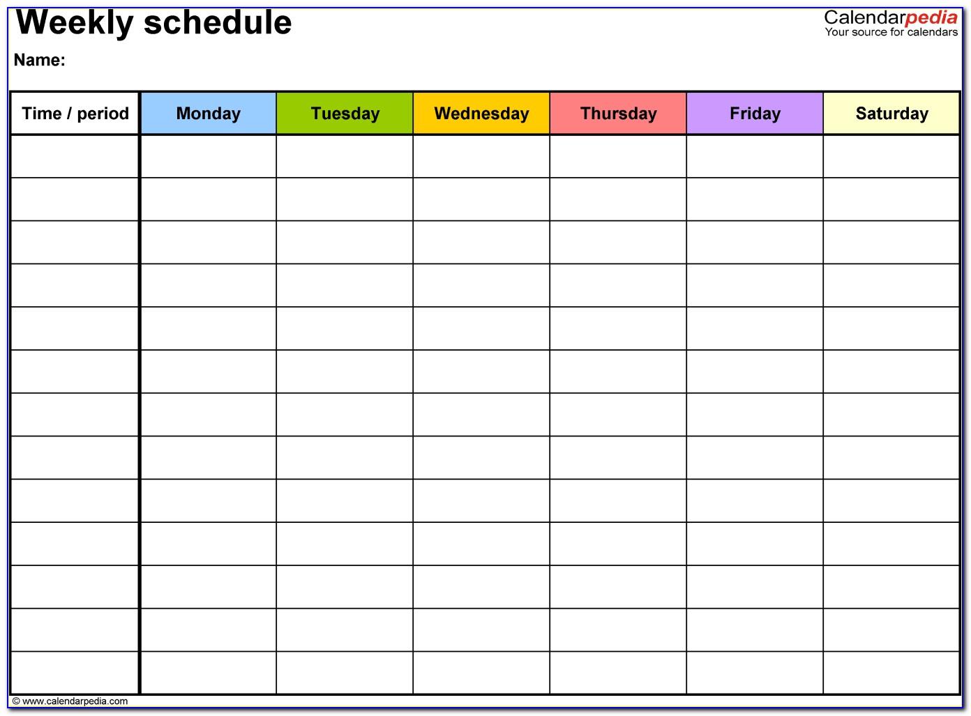 Schedule Template For Excel Weekly