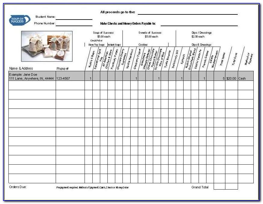 School Fundraising Order Form Template