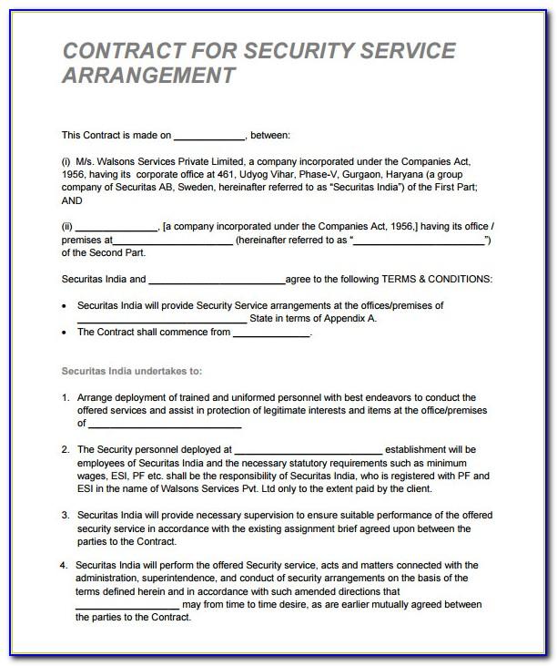 Security Guard Service Contract Template