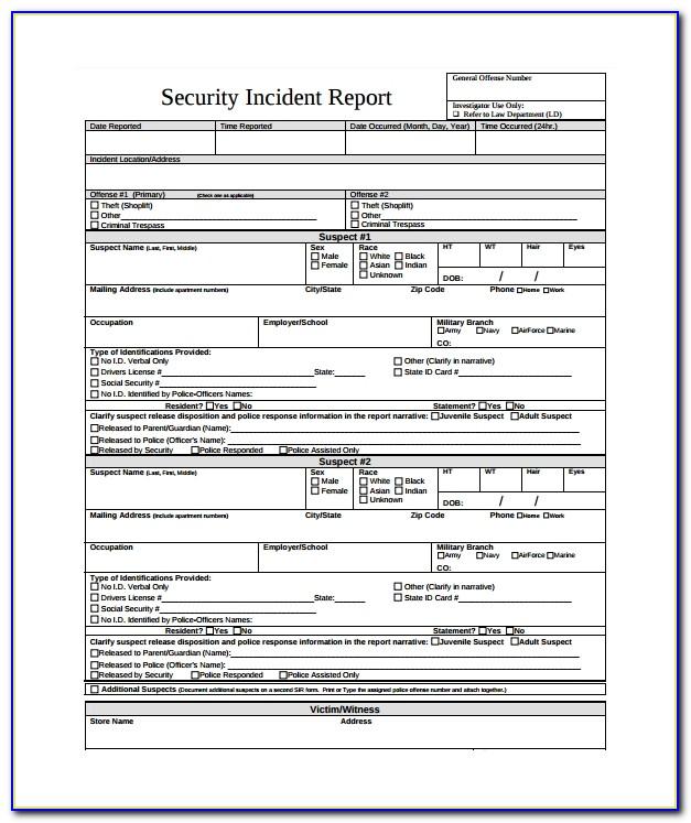Security Incident Report Form Doc