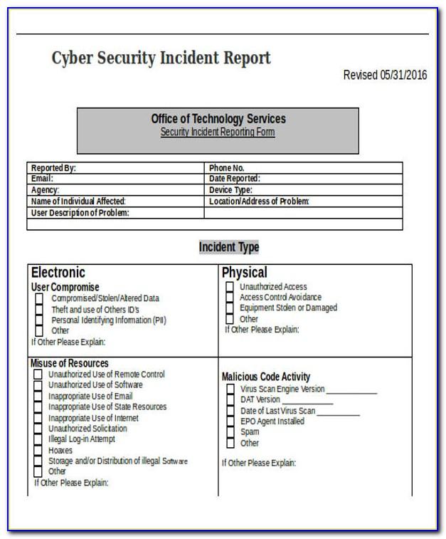 Security Incident Report Sample Letter