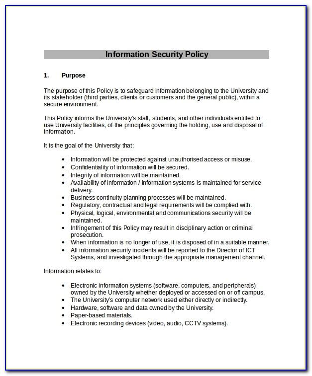 Security Policies And Procedures Template