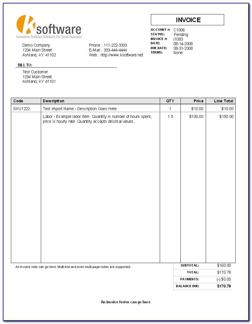 Self Employed Billing Invoice Template
