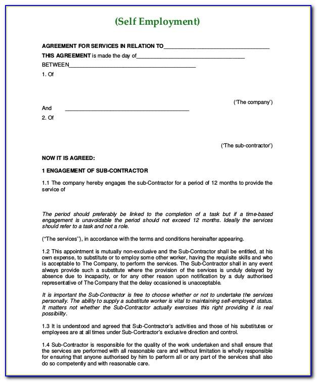 Self Employed Contract Template Free