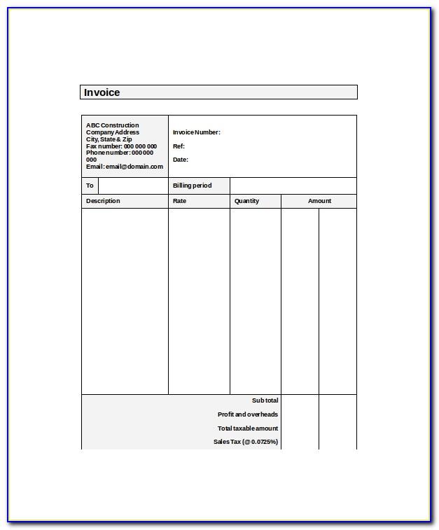 Self Employment Invoice Template